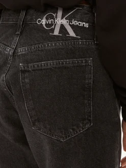 Jeans a vita alta mom fit in denim grigio
