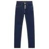 Jeans alta vita skinny stretch denim scuro