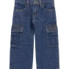 Jeans bambina cargo denim scuro
