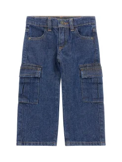Jeans bambina cargo denim scuro