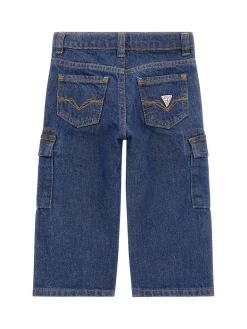 Jeans bambina cargo denim scuro