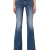 Jeans bootcut a vita bassa denim scuro