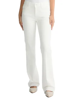Jeans bootcut con strass sulla tasca bianco