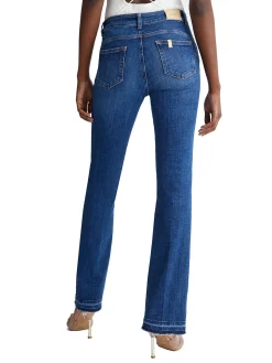 Jeans Bottom up a vita alta con catene - denim scuro