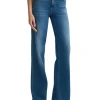 Jeans bottom up con piega stirata denim medio