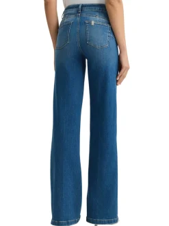 Jeans bottom up con piega stirata denim medio