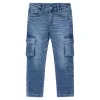 Jeans cargo effetto vintage blu medio