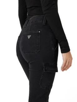 Jeans cargo minI boot black denim