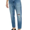 Jeans cropped con strappi denim medio