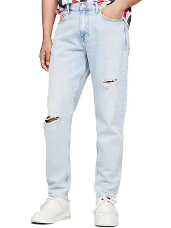 Jeans dad con strappi in denim chiaro