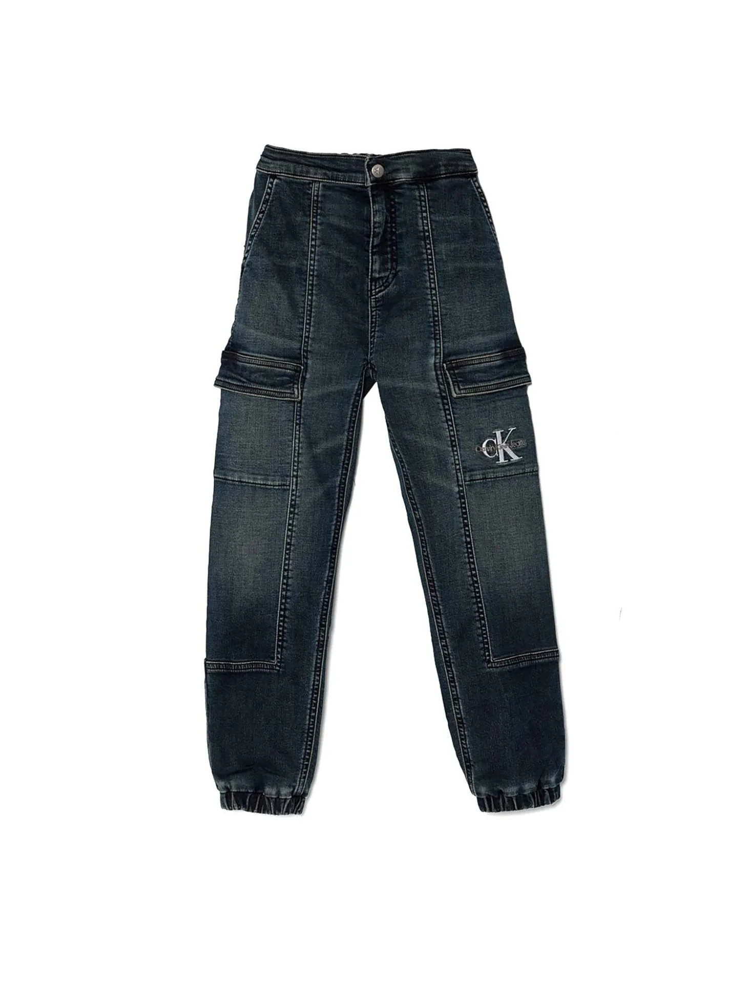 Jeans jogger con tasconi in denim scuro