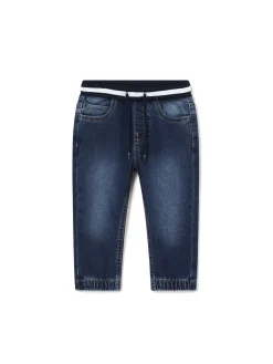 Jeans jogging con coulisse decorata blu scuro