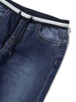 Jeans jogging con coulisse decorata blu scuro