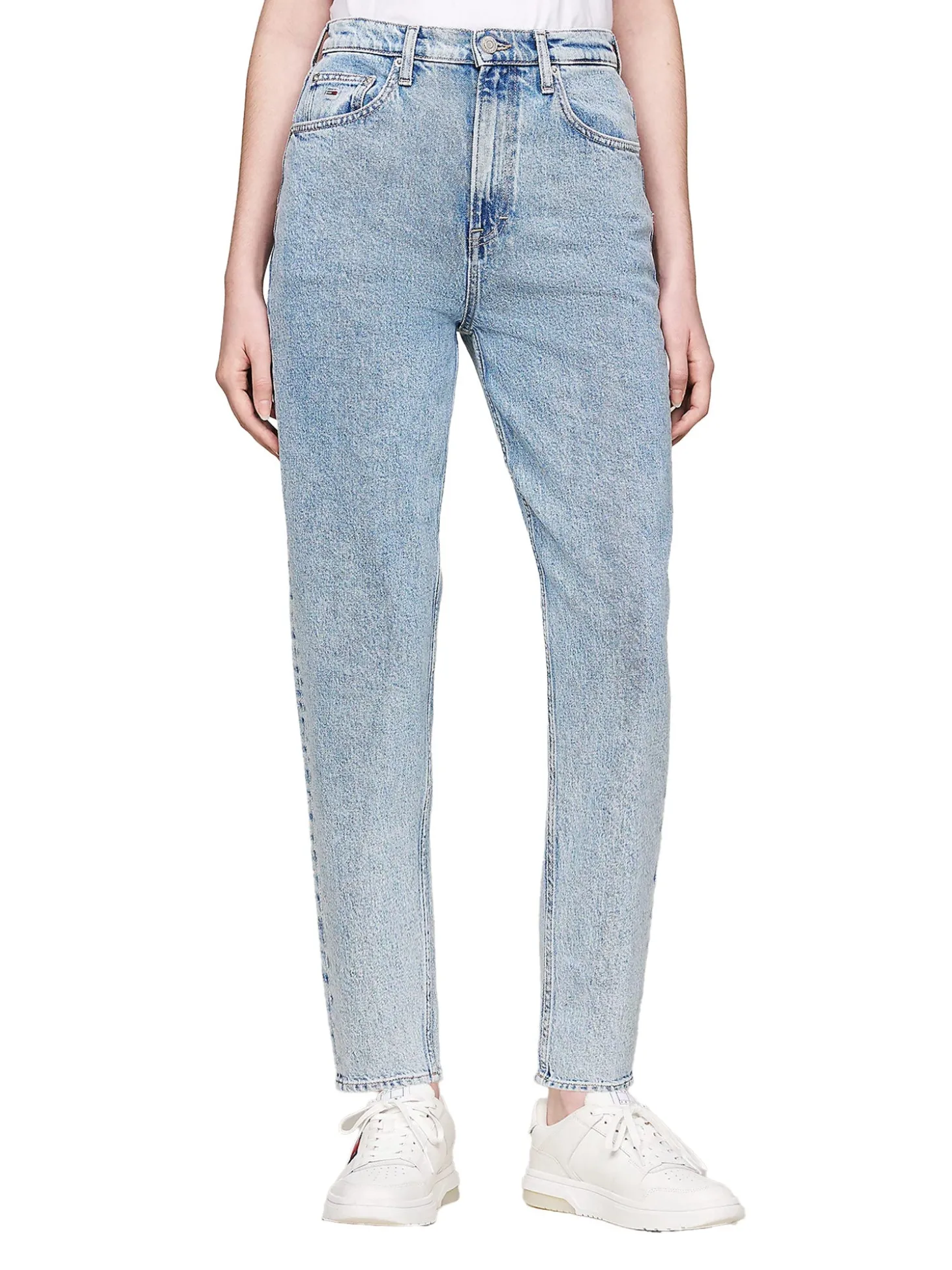 Jeans Mom a vita altissima denim chiaro