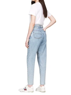 Jeans Mom a vita altissima denim chiaro