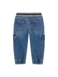 Jeans neonato cargo in denim medio