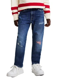Jeans Skater kids con strappi colorati denim scuro