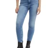 Jeans skinny a vita alta in denim chiaro