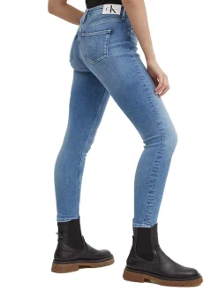 Jeans skinny a vita alta in denim chiaro