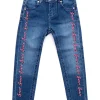 Jeans skinny logo ripetuto denim scuro