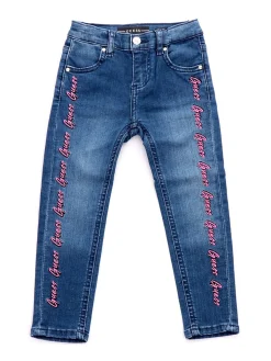 Jeans skinny logo ripetuto denim scuro