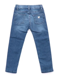 Jeans skinny logo ripetuto denim scuro