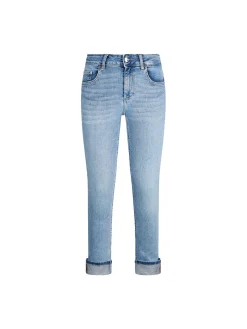 Jeans skinny modello 5 tasche e risvolto denim chiaro