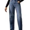 Jeans straight fit con logo in denim medio