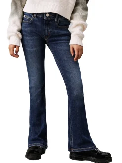 Jeans teen modello flare in denim scuro