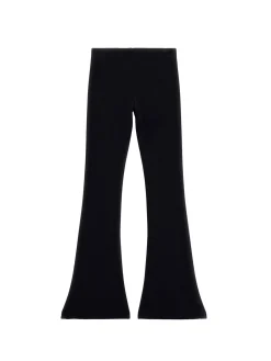 Leggings Flare Ribs a costine con spacco frontale nero