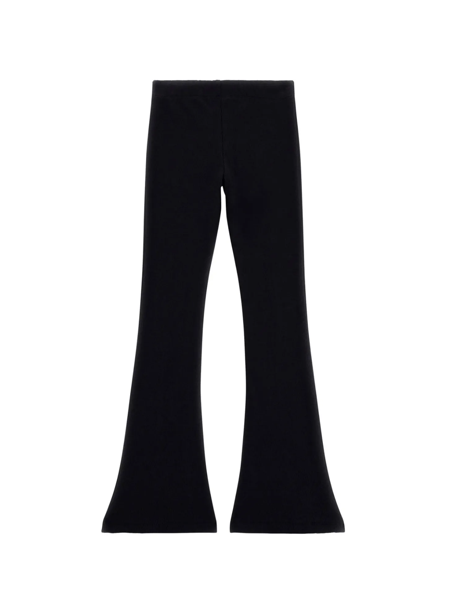 Leggings Flare Ribs a costine con spacco frontale nero