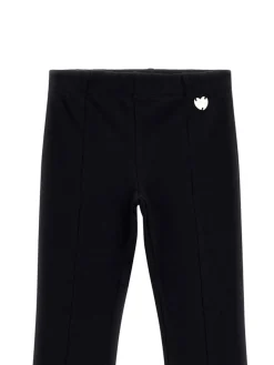 Leggings Flare Ribs a costine con spacco frontale nero