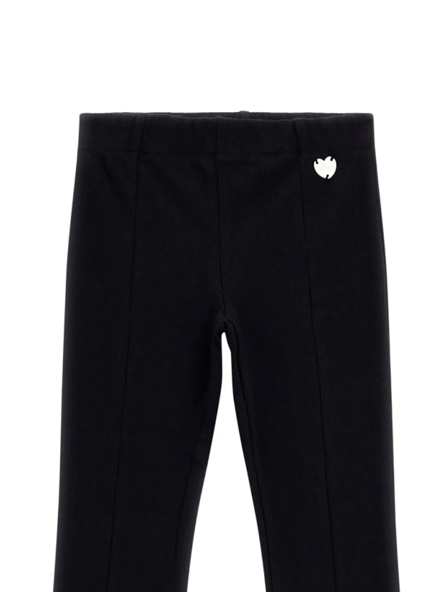 Leggings Flare Ribs a costine con spacco frontale nero