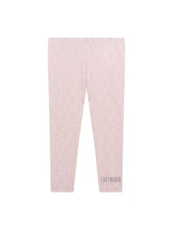 Leggings neonata con monogramma all-over rosa