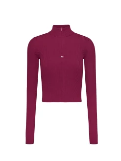 Lupetto con zip Tjm technical rib bordeaux