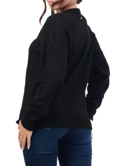 Maglia a barca manica lunga lurex nero