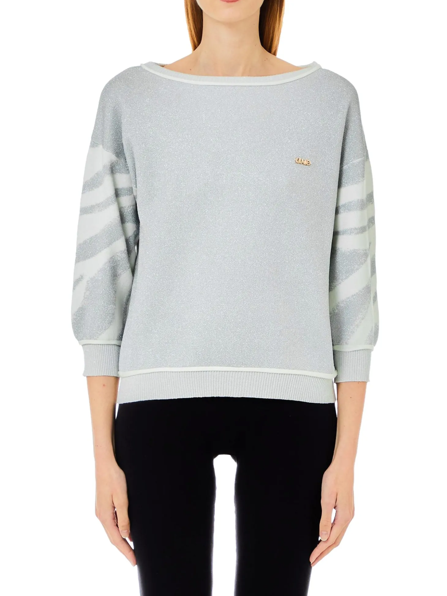 Maglia a barca zebra bianco/argento