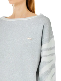 Maglia a barca zebra bianco/argento