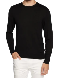 Maglia a girocollo in lana merino nero