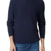 Maglia a girocollo trama intrecciata blu