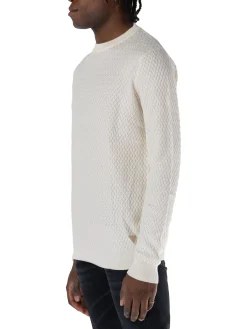 Maglia a girocollo trama intrecciata panna