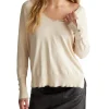 Maglia a V manica lunga crema