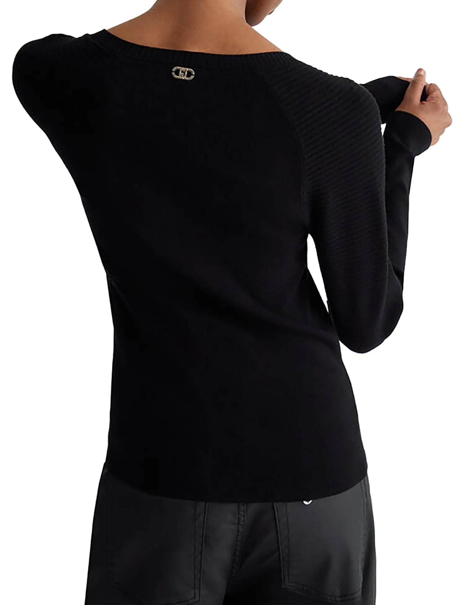 Maglia a V manica lunga nero