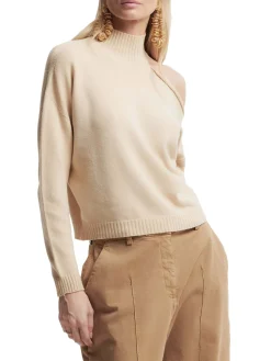 Maglia Darina collo alto con spalla scoperta dorato