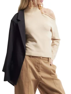 Maglia Darina collo alto con spalla scoperta dorato