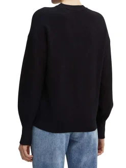 Maglia girocollo con logo frontale in paillettes nero