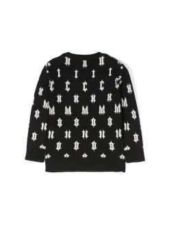 Maglia girocollo manica lunga con bottoni Hore big logo nero/panna