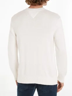 Maglia girocollo regular con badge bianco antico