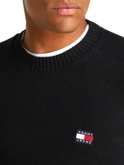 Maglia girocollo regular con badge nero