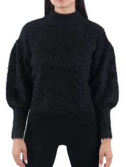 Maglia in pelliccetta a lupetto nero